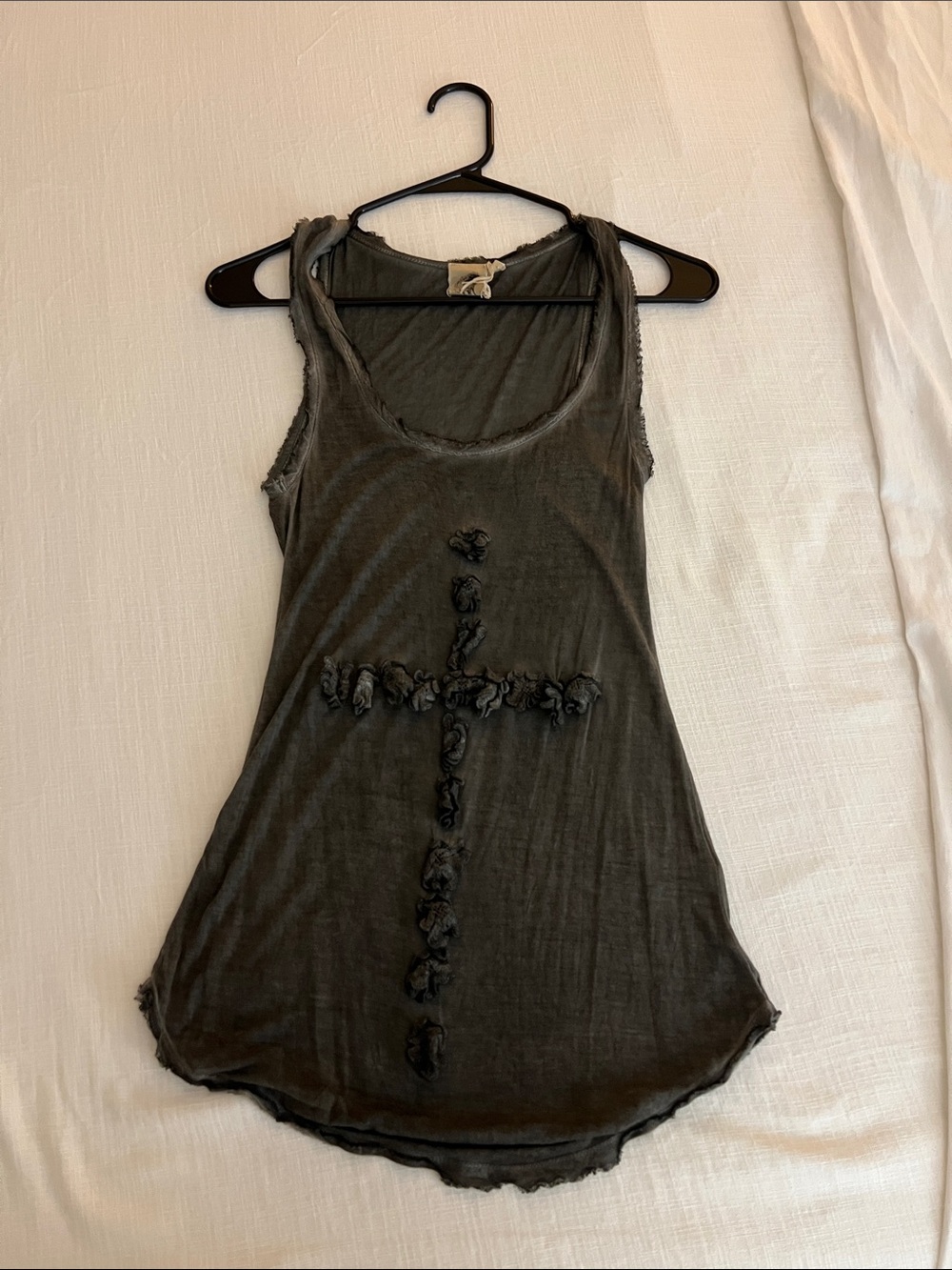 Washed  Sleeveless Floral Cross Tank Top